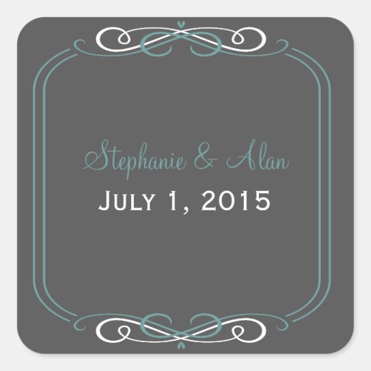 Chalkboard Teal Wedding Stickers