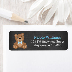 Chalkboard Teddy Bear Boy Return Address