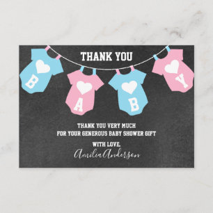 Chalkboard THANK YOU Gender Reveal baby shower Card