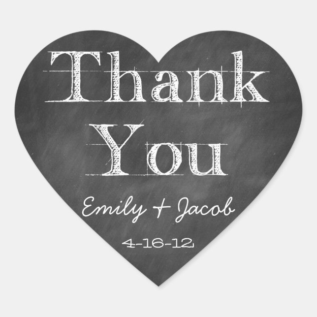 Chalkboard Thank You Heart Favour Tags (Front)