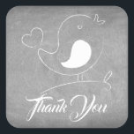 Chalkboard Thank You Sticker Bird Stickers<br><div class="desc">Fall in love with this chirping bird thank you sticker on a chalkboard background and and a heart shaped tail.</div>