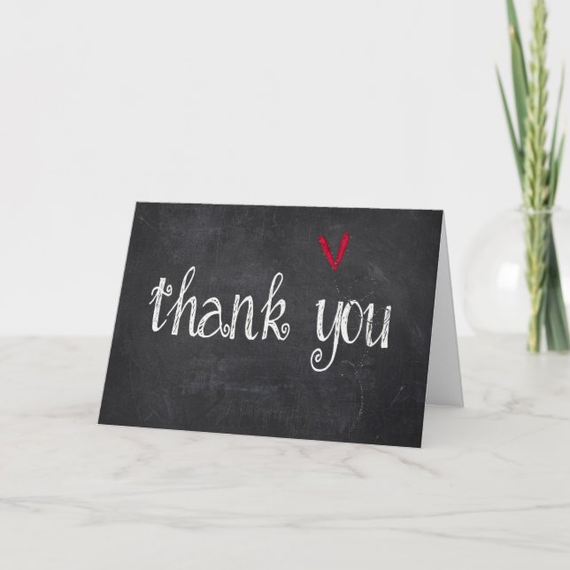 chalkboard thank you with red heart (Front)