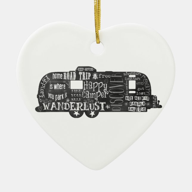 Chalkboard Trailer Ceramic Ornament (Front)