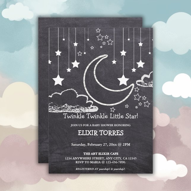 Chalkboard Twinkle Twinkle Little Star Baby Shower Invitation (Creator Uploaded)