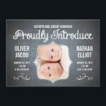 Chalkboard Twins Birth Announcements<br><div class="desc">Not one,  but TWO miracles! Celebrate with these fun and modern announcements from berryberrysweet.com. Matching items available on our store or upon request. Have questions?</div>