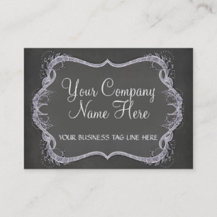 Chalkboard Typographic Leaf Swirl Modern Business Business Card