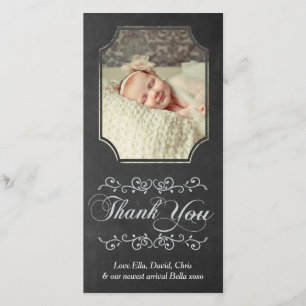 Chalkboard Typography Baby Thank You Photo Card