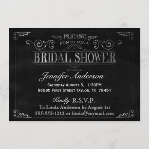 Chalkboard Typography Bridal Shower Invitation