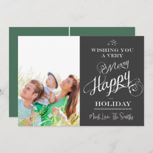 Chalkboard Typography Christmas photo card