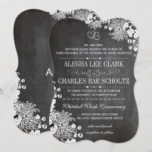 Chalkboard Typography Floral Wedding Invitations
