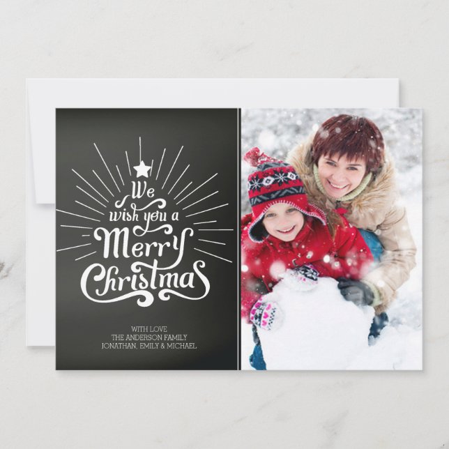 Chalkboard Typography Merry Christmas Photo Card (Front)