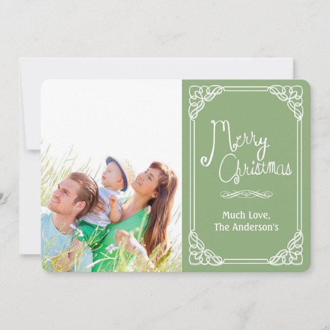 Chalkboard Typography Merry Christmas photo card (Front)