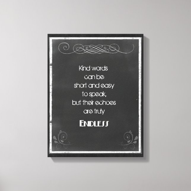 Chalkboard Typography Quote on Using Kind Words Canvas Print (Front)