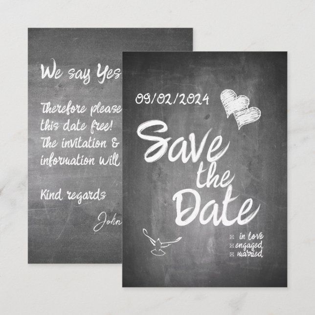 Chalkboard Typography Wedding Announcement (Front/Back)