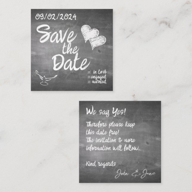 Chalkboard Typography Wedding Announcement (Front/Back)