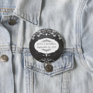 Chalkboard Typography Weddings 3 Inch Round Button