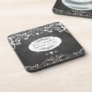 Chalkboard Typography Weddings Coaster