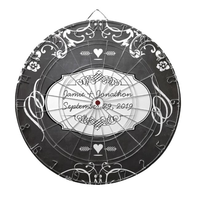 Chalkboard Typography Weddings Dartboard (Front)