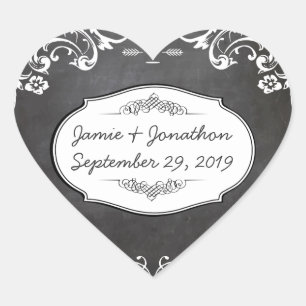 Chalkboard Typography Weddings Heart Sticker