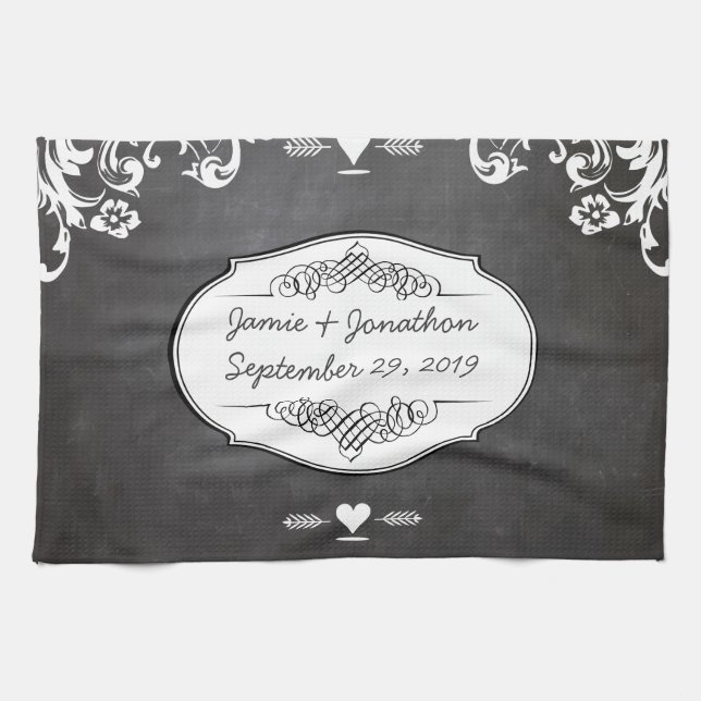 Chalkboard Typography Weddings Kitchen Towel (Horizontal)