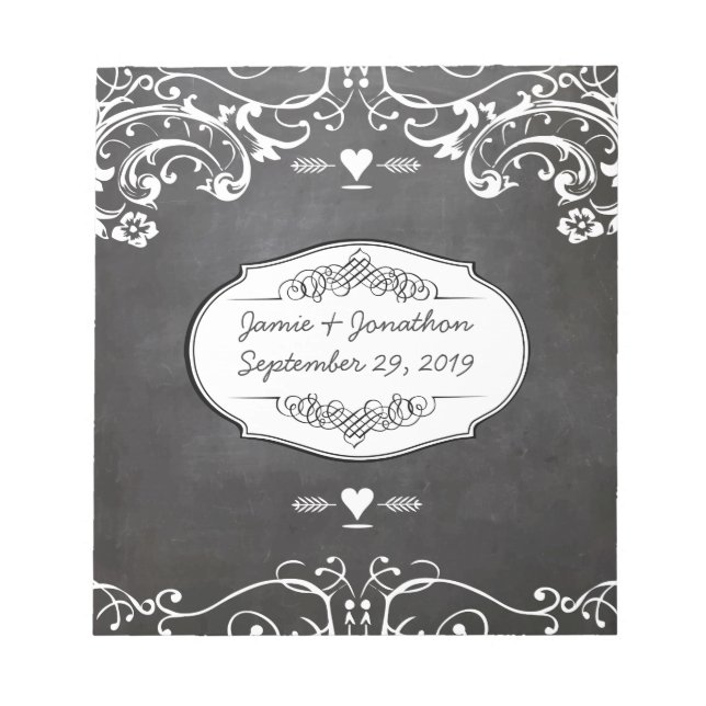 Chalkboard Typography Weddings Notepad (Front)