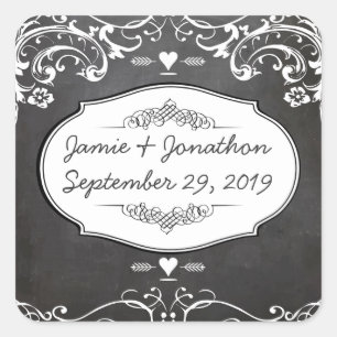 Chalkboard Typography Weddings Square Sticker