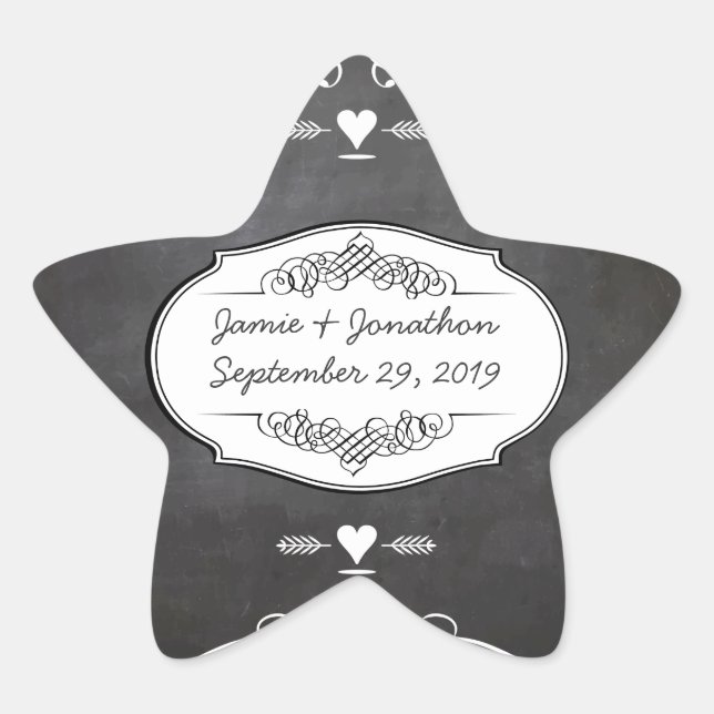 Chalkboard Typography Weddings Star Sticker (Front)