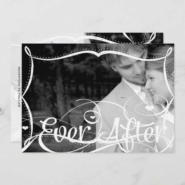 Chalkboard Typography Your Photo Wedding Invite (Front/Back)