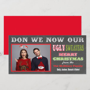 Chalkboard Ugly Christmas Sweater Photo Card