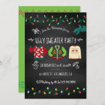 Chalkboard Ugly Sweater Christmas Party Invitation<br><div class="desc">Customize this fun chalkboard retro style Ugly Sweater Christmas Party Invitation to your event specifications.</div>