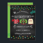 Chalkboard Ugly Sweater Christmas Party Invitation<br><div class="desc">Customize this fun chalkboard retro style Ugly Sweater Christmas Party Invitation to your event specifications.</div>