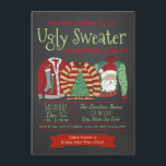 Chalkboard Ugly Sweater Christmas Party Invitation<br><div class="desc">Ugly sweater Christmas party invitation with three ugly sweaters on a chalkboard background. You can easily customize these fun ugly sweater Christmas party invitations for your event by simply adding your details in the font style and colour you prefer.</div>