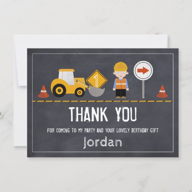 Chalkboard Under Construction Thank You Card (Front)