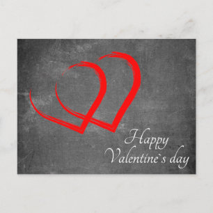 Chalkboard Valentine`s Day Red Hearts Elegant Holiday Postcard
