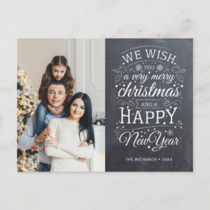Chalkboard Very Merry Christmas Photo Holiday Postcard