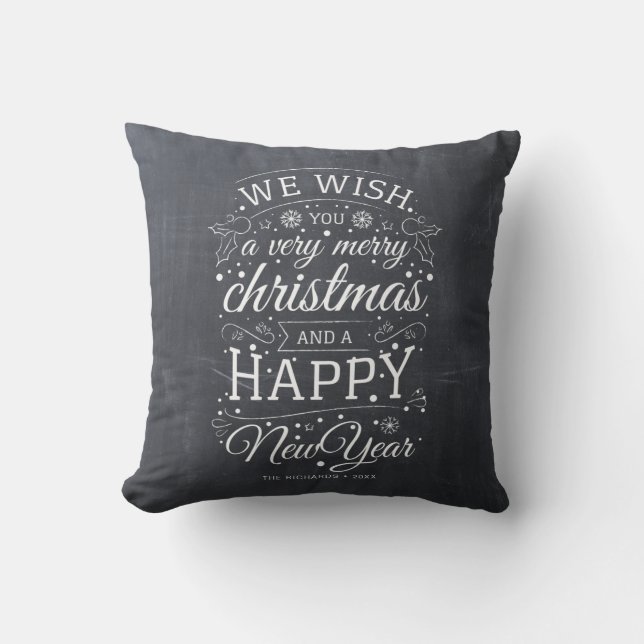 Chalkboard Very Merry Christmas Photo Holiday Throw Pillow (Front)