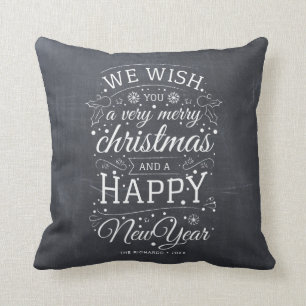 Chalkboard Very Merry Christmas Photo Holiday Throw Pillow