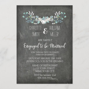 Chalkboard Vintage Floral Engagement Party Invitation