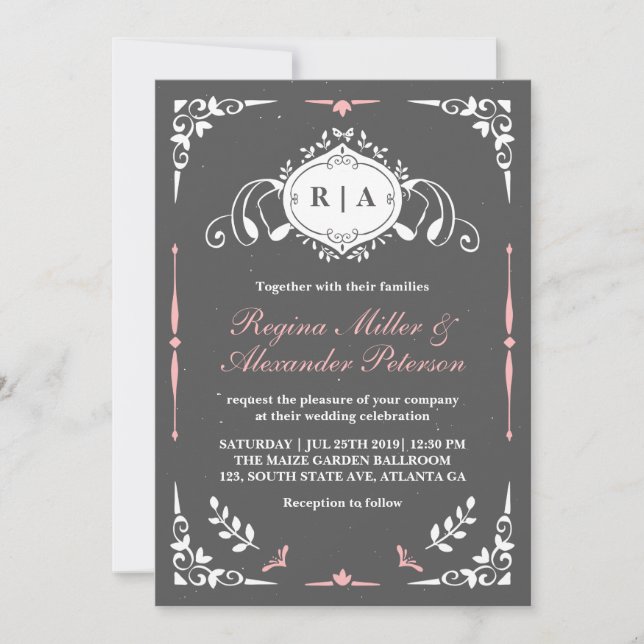 Chalkboard Vintage Medieval Wedding Invitation (Front)