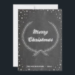 Chalkboard Vintage Merry Christmas Foliage Wreath Holiday Card<br><div class="desc">Clean and Simple Christmas card featuring a foliage Christmas Wreath in snowflake frame. Available as a flat card,  folded card and postcard. Wish you all a Merry Christmas and Happy New Year!</div>