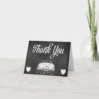 Chalkboard Vintage Wedding Car Thank You Note Card