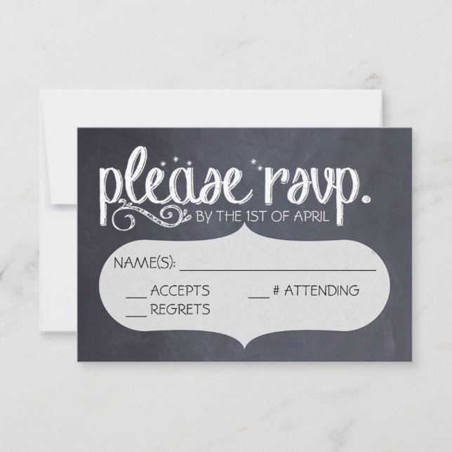 Chalkboard Vintage Wedding RSVP Postcard (Front)