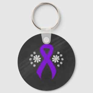 Chalkboard Violet Ribbon Keychain