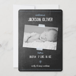 Chalkboard Washi Tape Birth Announcement