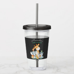 Chalkboard Watercol Cute Safari Jungle Baby Shower Acrylic Tumbler