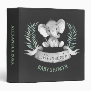 Chalkboard Watercolor Elephant Baby Shower Binder