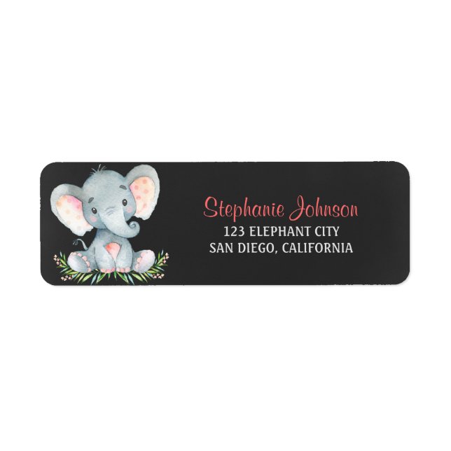Chalkboard Watercolor Elephant Girl (Front)