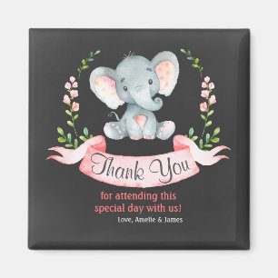 Chalkboard Watercolor Elephant Girl Thank You Magnet