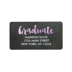 Chalkboard Watercolor Graduation Address Labels