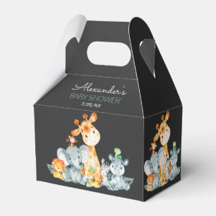 Chalkboard Watercolor Jungle Animals Baby Shower Favor Box